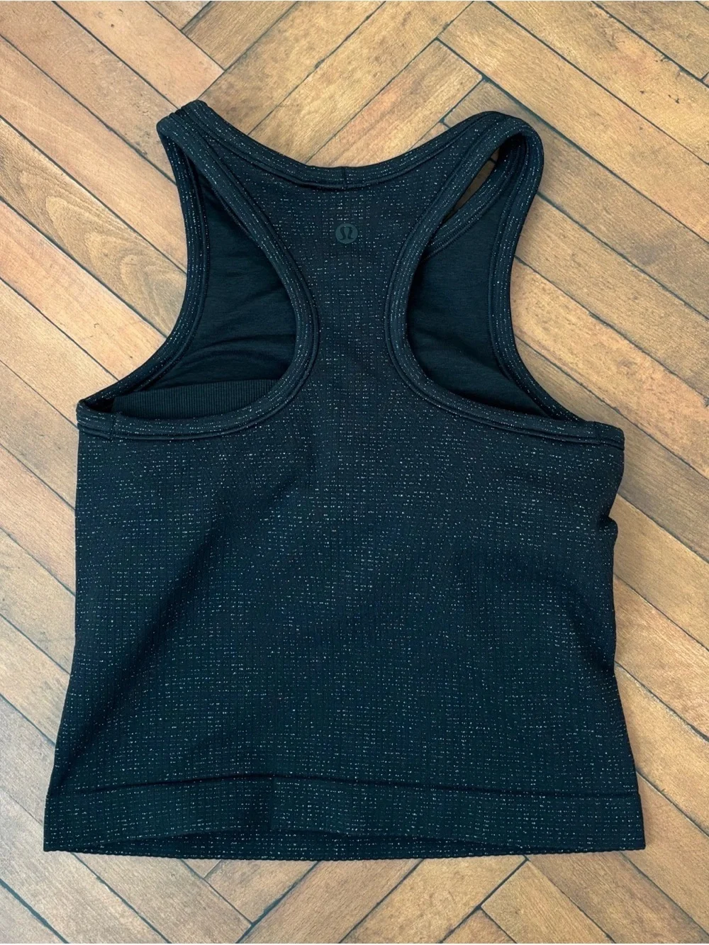 Lululemon Ebb To Street Cropped Racerback Tank Top *Sparkle In Black Size 4